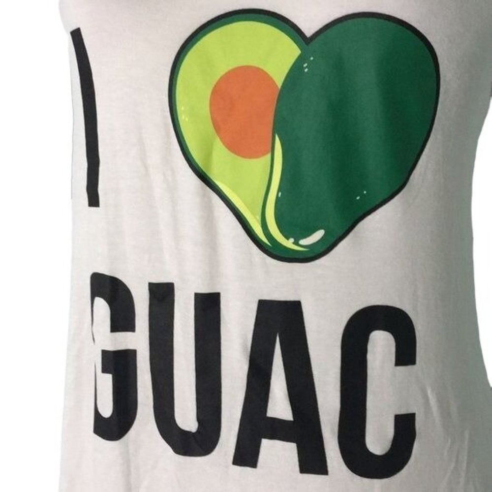 About a Girl Guacamole Racerback Tank Top M White Sleeveless Funny Athletic NEW - Picture 2 of 6